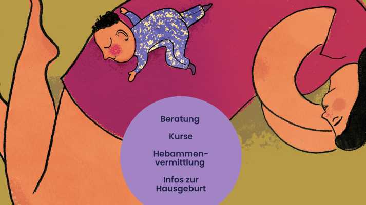 Illustration von schlafender Mutter mit ihrem Baby